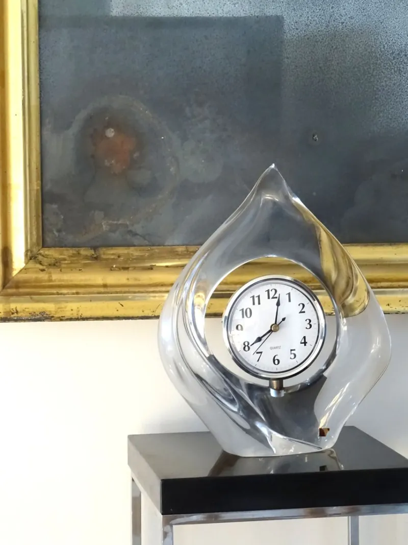 Sale Pamono Crystal Teardrop Clock by Jean Daum for Daum, 1960s