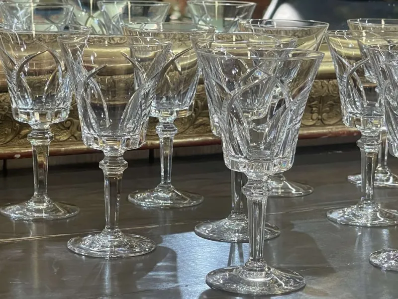 Pamono Crystal Wine Glasses of Sèvres Niagara Model, 1950s, Set of 11> Glassware
