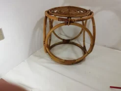Pamono Cubic Coffee Table in Rattan, Italy, 1950s> Garden Tables