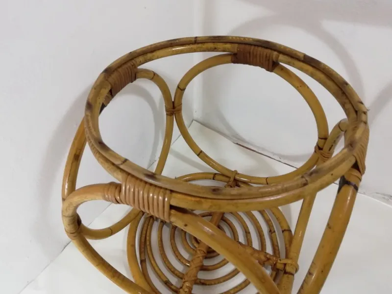 Pamono Cubic Coffee Table in Rattan, Italy, 1950s> Garden Tables