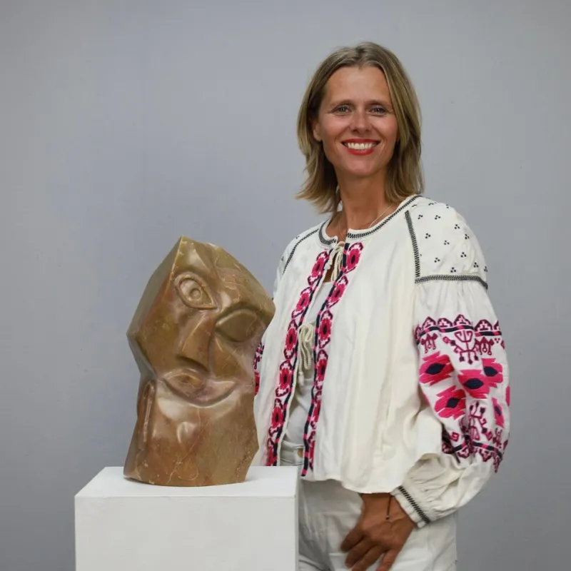 Pamono Cubist Head Sculpture, 2008, Marble> Sculpture