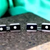 Pamono Cufflinks in Platinum with Onyx and Brilliant-Cut Diamonds, Set of 2> Cufflinks