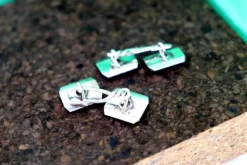 Pamono Cufflinks in Platinum with Onyx and Brilliant-Cut Diamonds, Set of 2><noscript><img width=