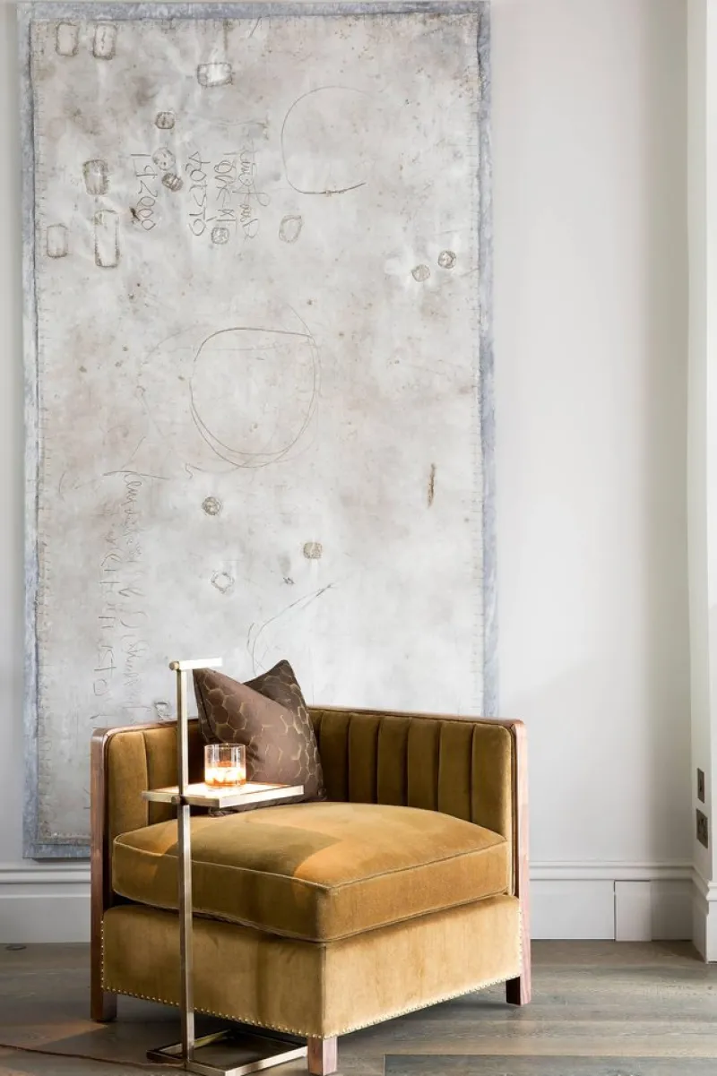 Clearance Pamono Cupid Corner Chair in Walnut and Luxe Velvet by Casa Botelho