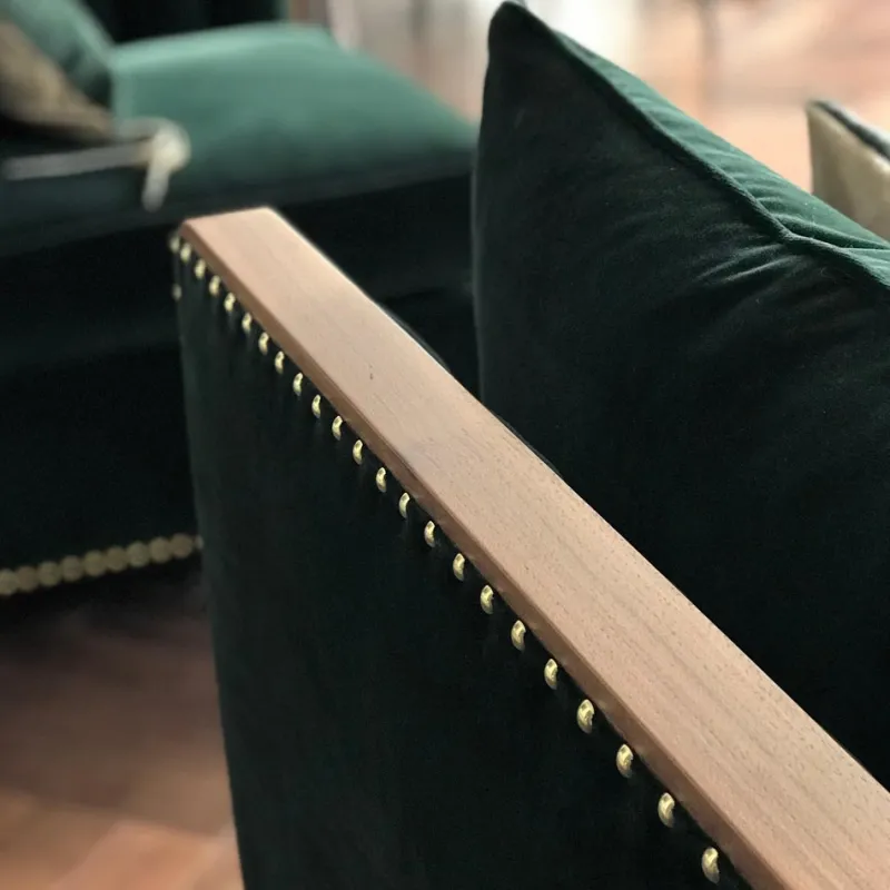 Clearance Pamono Cupid Corner Chair in Walnut and Luxe Velvet by Casa Botelho