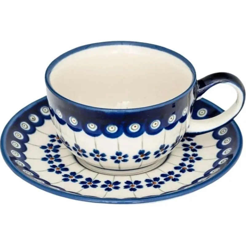 Sale Pamono Cups with Saucers in Bunzlauer Ceramic from Zakłady Ceramiczne Bolesławiec, Set of 4