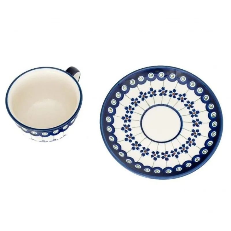 Sale Pamono Cups with Saucers in Bunzlauer Ceramic from Zakłady Ceramiczne Bolesławiec, Set of 4
