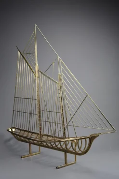Pamono Curtis Jere, Sailboat Sculpture, 1976, Brass> Mid-Century
