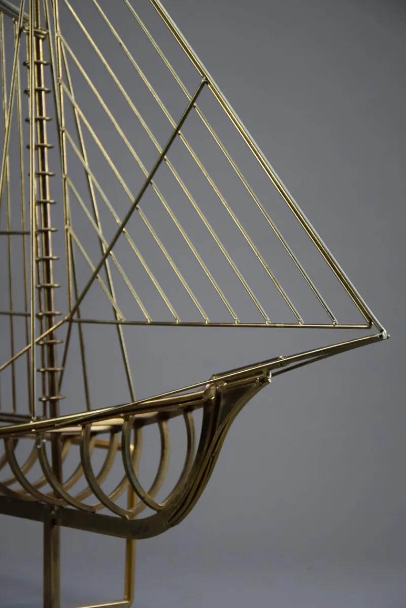 Pamono Curtis Jere, Sailboat Sculpture, 1976, Brass> Mid-Century