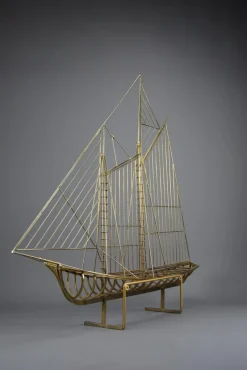 Pamono Curtis Jere, Sailboat Sculpture, 1976, Brass><noscript><img width=