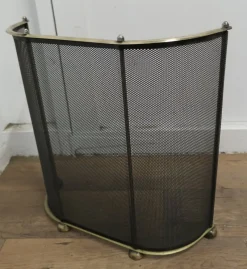 Pamono Curved Brass and Iron Nursery Fire Guard, 1960s> Fireplaces And Mantels