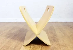 Pamono Curved Plywood Magazine Rack, 1980s><noscript><img width=