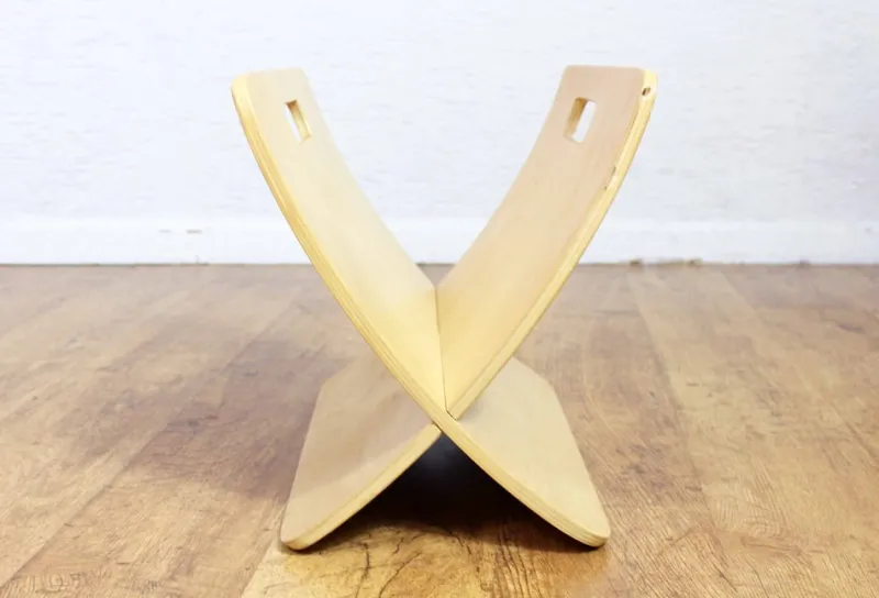 Pamono Curved Plywood Magazine Rack, 1980s> Magazine Racks