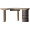 Best Pamono Curved Shape Top Gold Bronze Desk with Metal Frame by Ultramobili