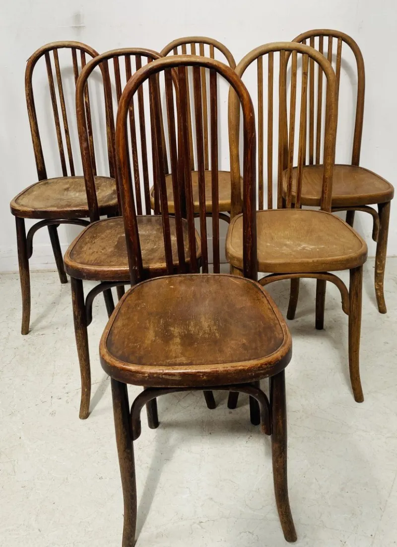 Pamono Curved Wooden Chairs, Set of 6> Side Chairs & Dining Chairs