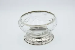 Pamono Cut Glass Fruit Bowl with Silver Base and Rim> Bowls