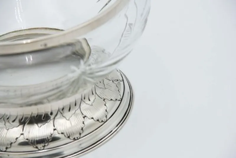 Pamono Cut Glass Fruit Bowl with Silver Base and Rim> Bowls