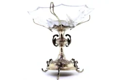 Pamono Cut Glass Fruit Bowl with Silver Structure> Bowls
