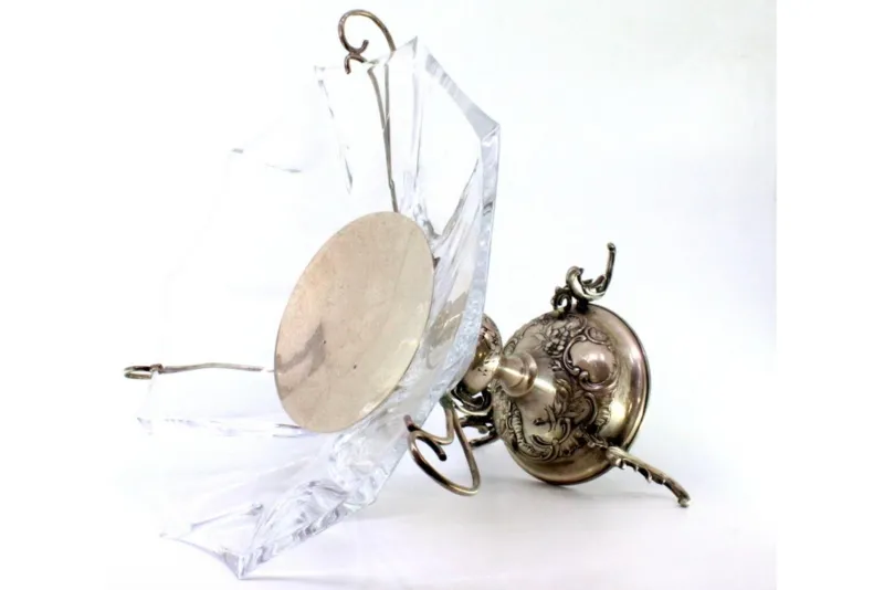 Pamono Cut Glass Fruit Bowl with Silver Structure> Bowls