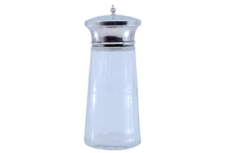 Pamono Cut Glass Salt Shaker with Silver Mushroom-Shaped Lid> Salt & Pepper Shakers