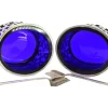 Pamono Cut Silver and Blue Glass Salt Shakers, Set of 2
