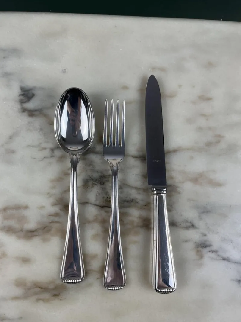 Pamono Cutlery Service in 800 Silver, Italy, 1980s, Set of 23> Dinnerware Accessories