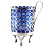 Pamono Cut-Out Silver Sugar Bowl with Blue Glass Core> Coffee & Tea Service