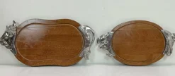 Best Pamono Cutting Boards with Chrome Plate Ox and Pig from BMF, 1950s, Set of 2
