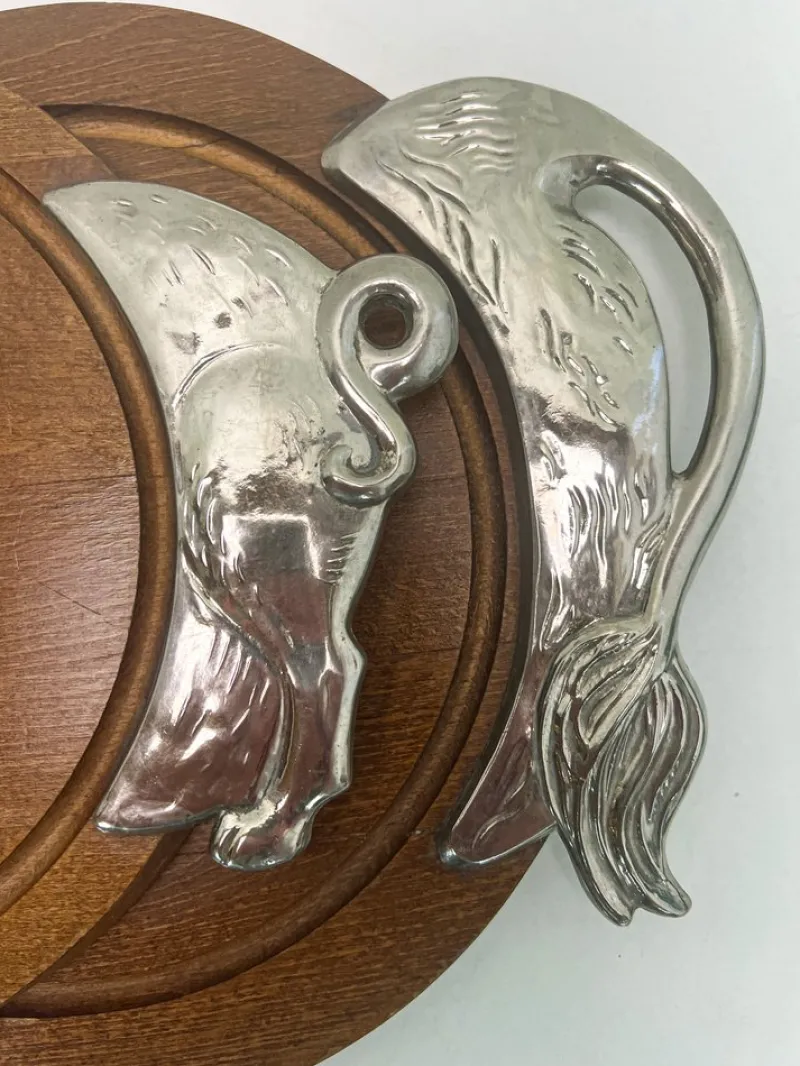 Best Pamono Cutting Boards with Chrome Plate Ox and Pig from BMF, 1950s, Set of 2