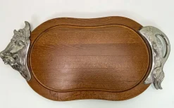 Best Pamono Cutting Boards with Chrome Plate Ox and Pig from BMF, 1950s, Set of 2