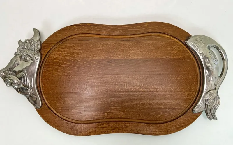 Best Pamono Cutting Boards with Chrome Plate Ox and Pig from BMF, 1950s, Set of 2