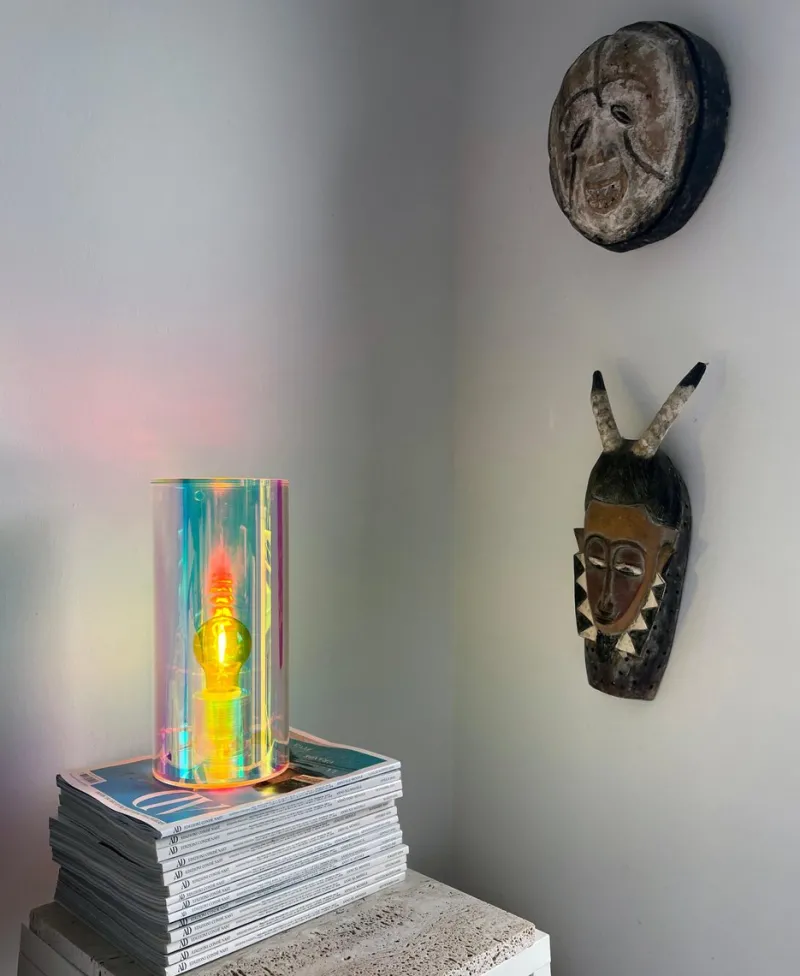 Pamono Cylinder Holographic Table Lamp by Brajak Vitberg> Table Lamps