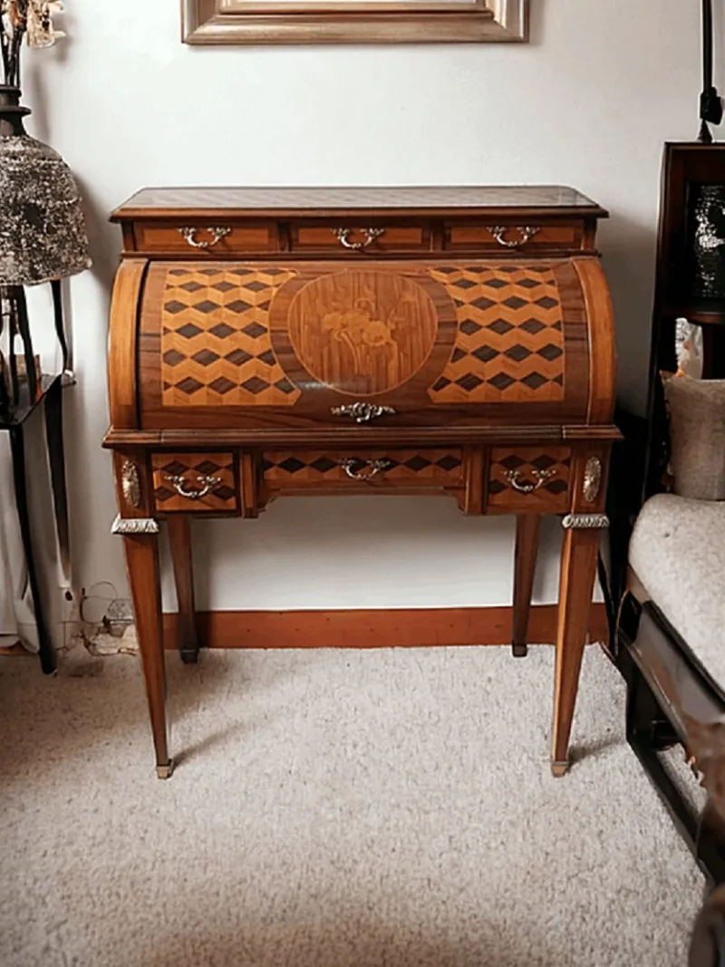 Pamono Cylinder Secretaire with Bronze Inlays and Friezes> Secretaires