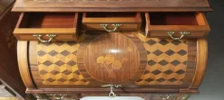 Pamono Cylinder Secretaire with Bronze Inlays and Friezes><noscript><img width=