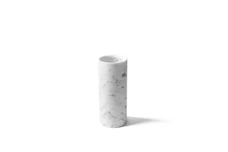 Pamono Cylindrical Satin White Carrara Marble Vase> Tabletop