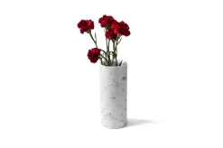 Pamono Cylindrical Satin White Carrara Marble Vase><noscript><img width=