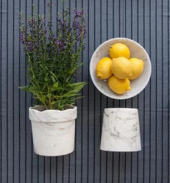 Pamono Cylindrical Satin White Carrara Marble Vase><noscript><img width=