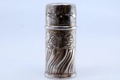 Pamono Cylindrical Silver Salt Shaker with Shells and Scrolls> Salt & Pepper Shakers
