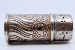 Pamono Cylindrical Silver Salt Shaker with Shells and Scrolls><noscript><img width=