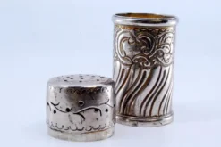 Pamono Cylindrical Silver Salt Shaker with Shells and Scrolls><noscript><img width=