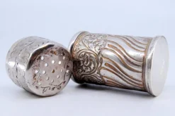Pamono Cylindrical Silver Salt Shaker with Shells and Scrolls><noscript><img width=