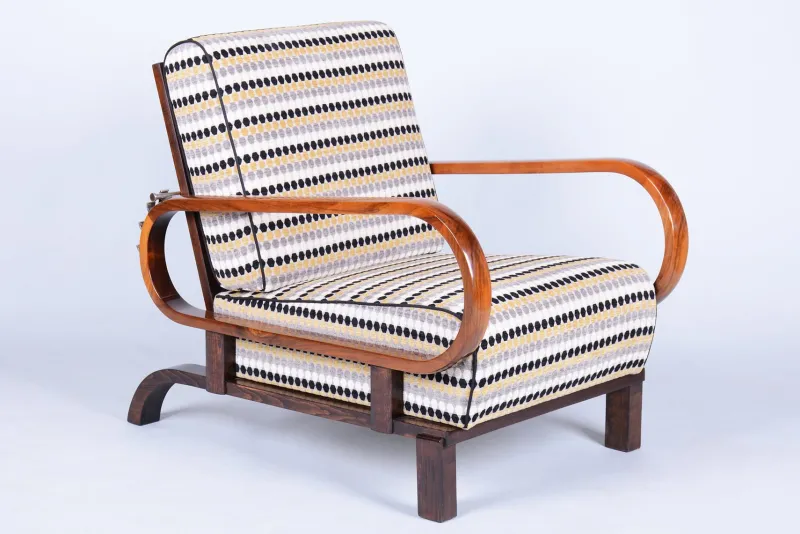 Pamono Czech Art Deco Adjustable Armchair attributed to J. Halabala, Up Závody, 1920s> Lounge Chairs & Armchairs