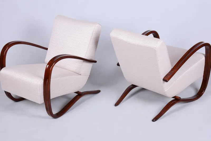 Pamono Czech Art Deco Armchairs attributed to J. Halabala for Up Závody, 1930s, Set of 2> Lounge Chairs & Armchairs