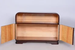 Pamono Czech Art Deco Cabinet in Oak, Maple and Glass, 1930s><noscript><img width=