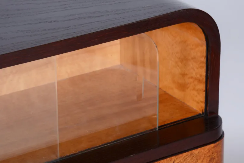 Pamono Czech Art Deco Cabinet in Oak, Maple and Glass, 1930s> Cabinets & Wardrobes