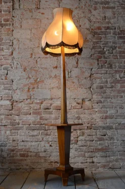 Pamono Czech Art Deco Walnut Floor Lamp, 1920s><noscript><img width=
