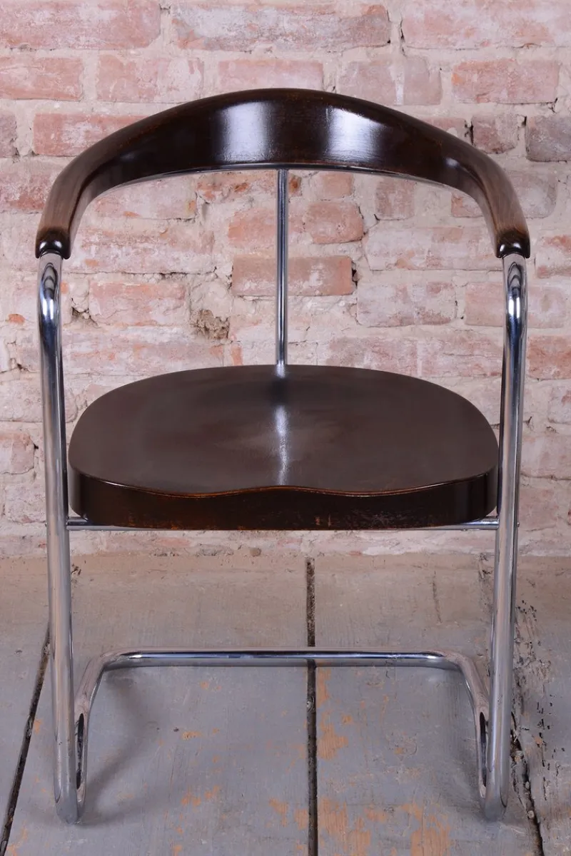 Pamono Czech Bauhaus Beech Armchair attributed to Ladislav Žák for H. Gottwald, 1930s> Side Chairs & Dining Chairs