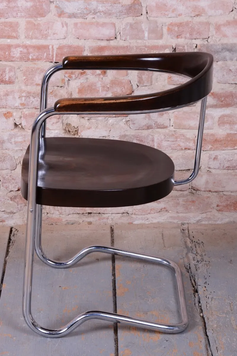 Pamono Czech Bauhaus Beech Armchair attributed to Ladislav Žák for H. Gottwald, 1930s> Side Chairs & Dining Chairs