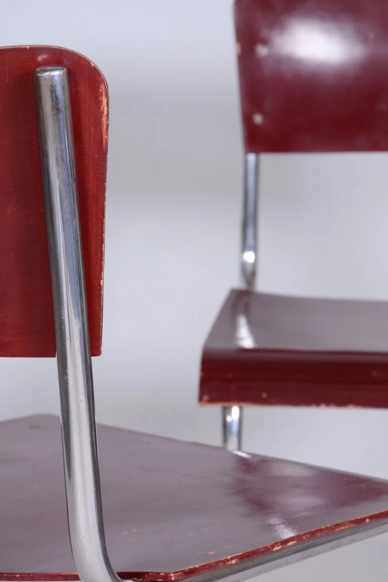 Outlet Pamono Czech Bauhaus Chrome Dining Table and Chairs attributed to Hynek Gottwald, 1930s, Set of 5