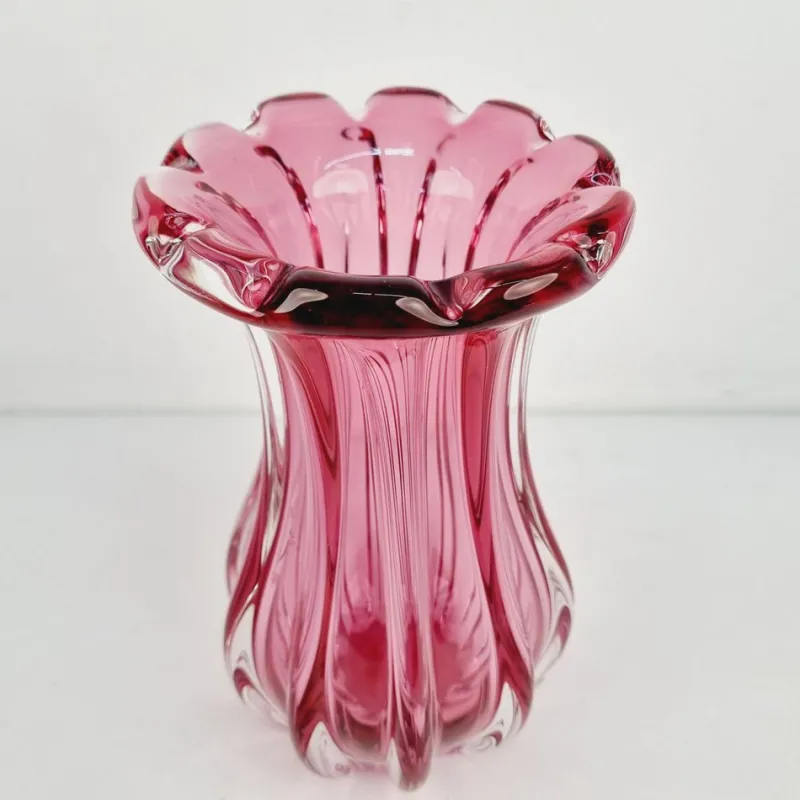 Hot Pamono Czech Crystal Glass Vase attributed to Josef Hospodka, 1970s